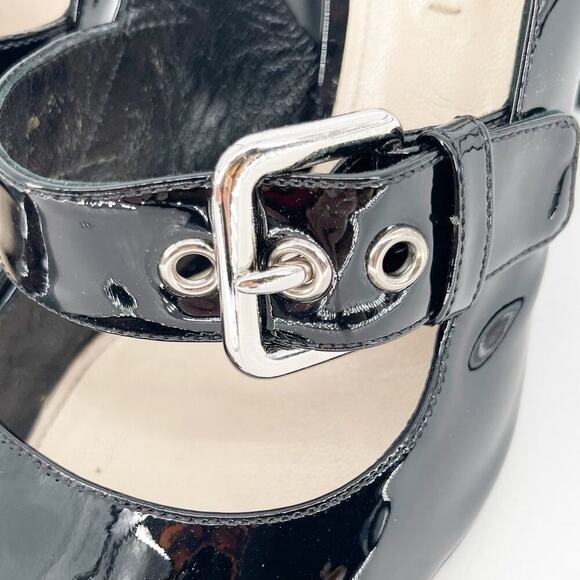 Prada Black Patent Leather Pointed Toe Mary Jane Strap Slingback Heel IT 40 - Picture 8 of 13